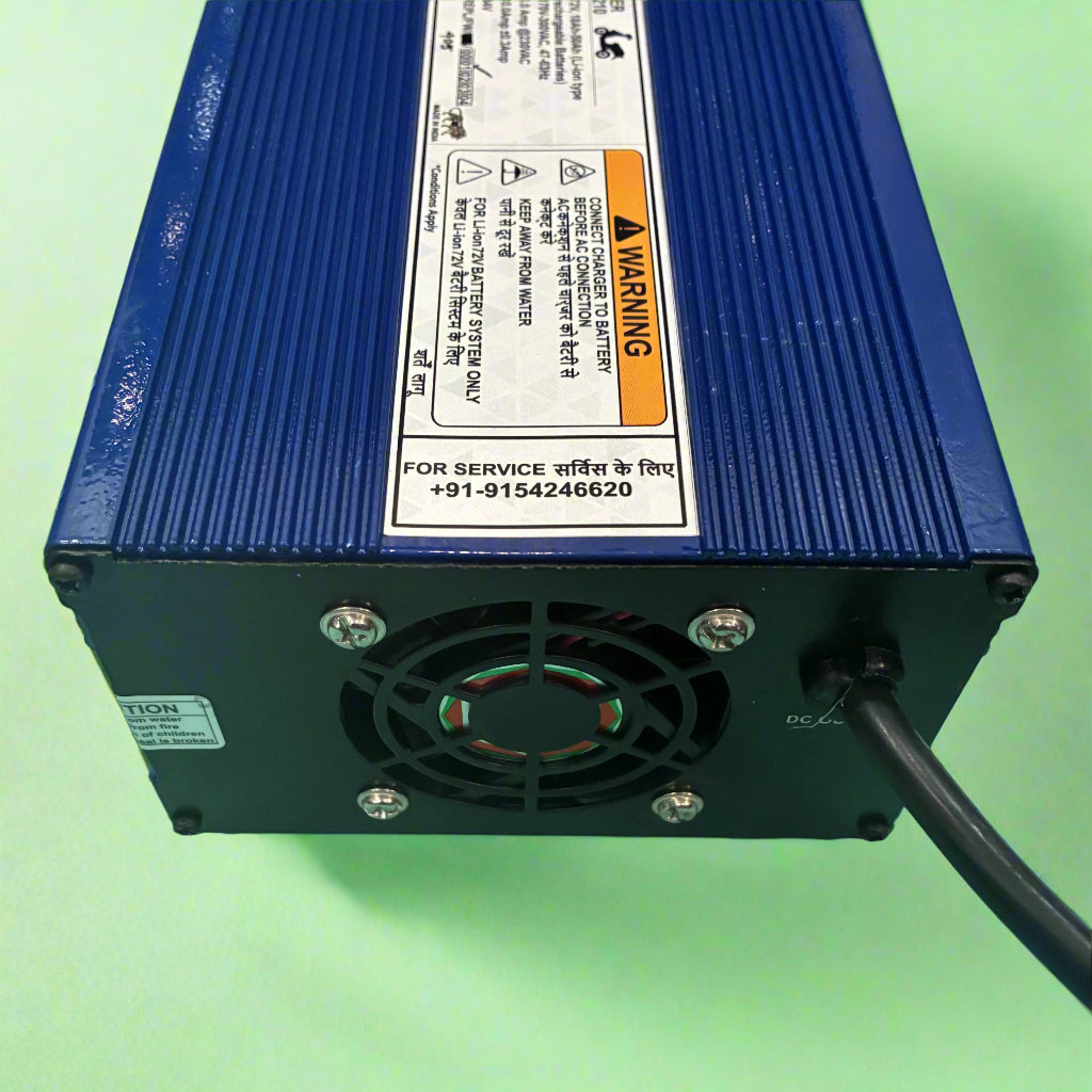Okaya Faast 84V 10A charger - side view 2