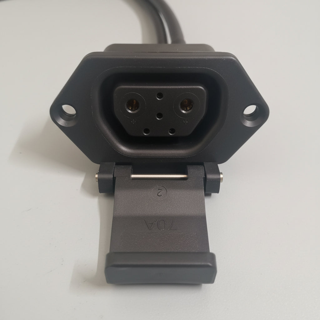 Revolt Battery-Side Charging Socket Assembly with Extended Wiring Harness (DC+ / DC- Ring Terminals & CAN) - For RV400, RV400 BRZ, RV BlazeX, RV1, RV1+