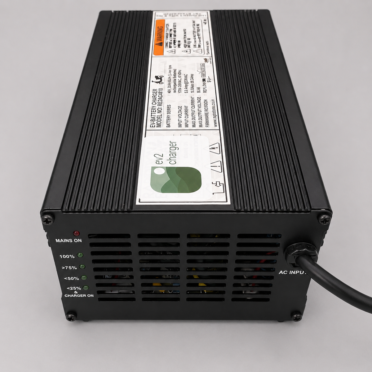 TVS iQube 58V 10A charger side view with LED indicators